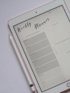 Tablet with a Weekly Planner App open